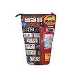 Praktisches und durchdachtes Design: Das teleskopische Federmäppchen kann von selbst aufstehen, einfach den Kopf nach oben und unten ziehen, die kleinen Klappen an den Seiten sind praktisch und verwandeln sich leicht in einen Bleistiftbecher; Mit dem verkürzten Federmäppchen haben Sie alles klar im Blick und finden schnell das Gesuchte