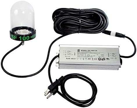Hydro Glow Sea Floor Dock Light- 50 ft Waterproof Cord, Bright LED Green/Blue Glow, Perfect for Night Fishing, Piers & Waterfronts (Green, SF100)