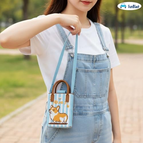Image of FunBlast Crossbody Mobile Sling Bag for Women - Stylish Phone Pouch with Strap & Silicone Handle, Keychain, Coin, Cosmetics Purse, Cute Utility Bag for Girls & Women