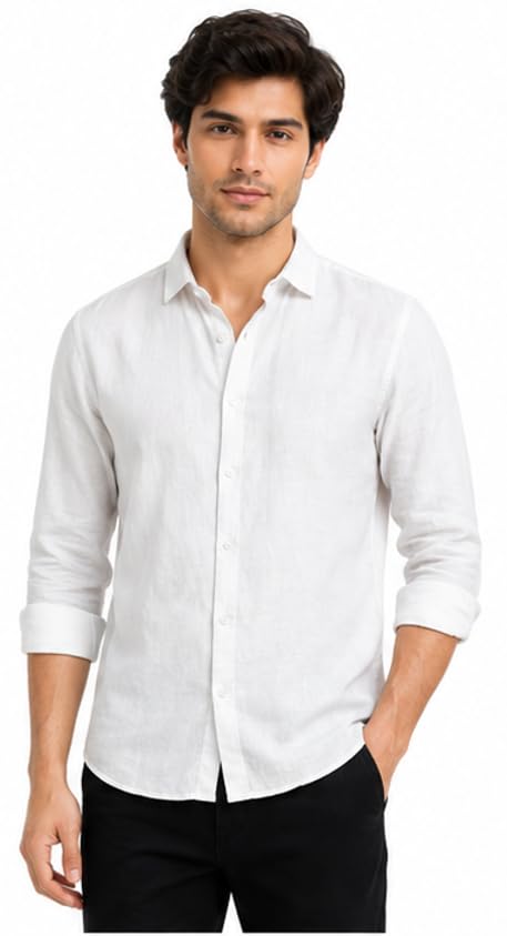 mohicans Men's Relaxed Fit White Cotton Linen Casual Shirt, Full Sleeves, Breathable-picture-58