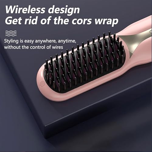 Image of Cordless Hair Straightener Comb,Portable Curling Iron for Travel,Anti-Scald Rechargeable Straightening Hot Comb