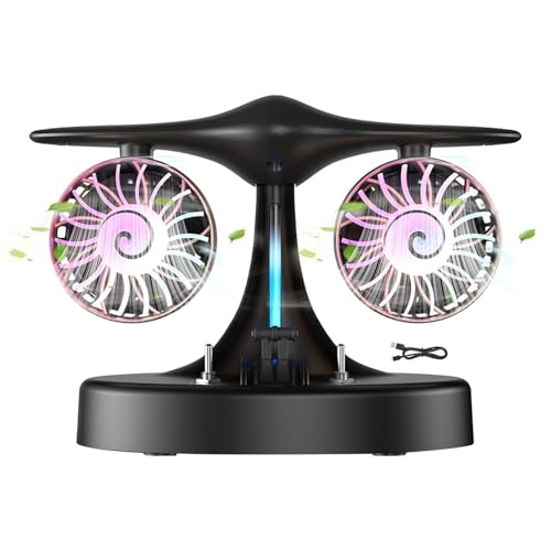 Ventilador de mesa genérico – Brumización doble refrescante de 3 velocidades | Ventilador de escritorio portátil con pilas – para oficina en casa, apartamento, escuela, salón, viaje, verano, camping