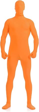 Full Bodysuit Unisex Spandex Zentai Costume - Stretch Adult Disappearing Man Body Suit for Halloween & Cosplay Bright Orange, XXL