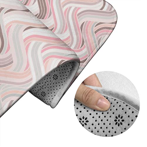 DIRYKILP Badematte + Konturmatte + Toilettendeckelbezug, Linien Geometrisches Muster 3 Stück Badematten Set, mit rutschfester Klebeunterseite – Bild 6