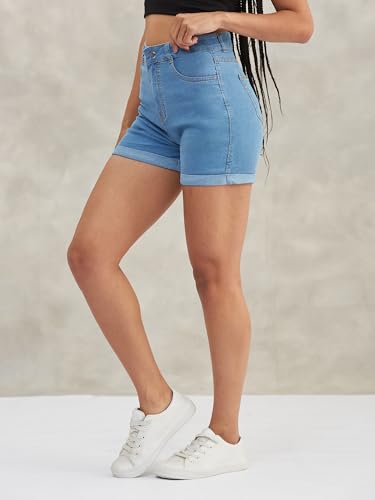 Image of Dolce Crudo Above Knee Denim Shorts for Women