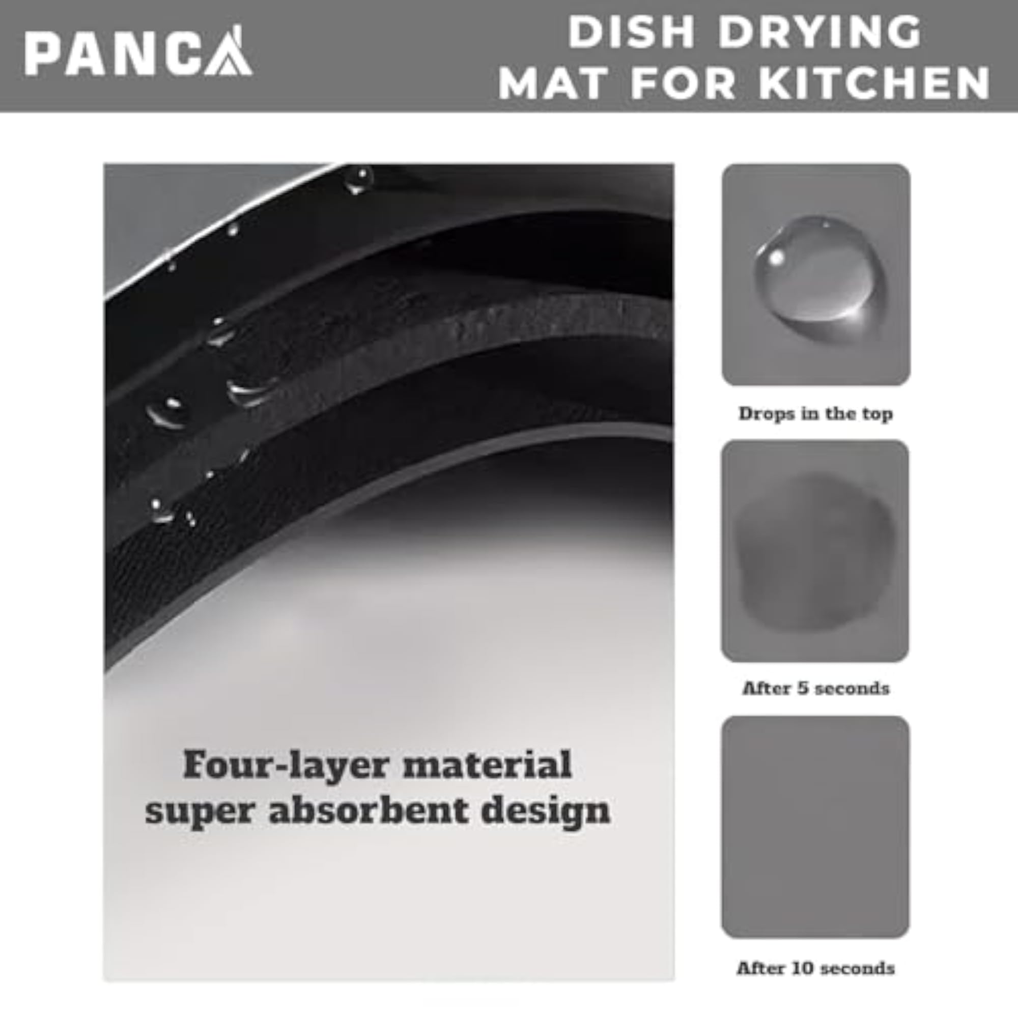 Dish Drying Kitchen Mat, Large Water Absorbent Utensil Mat