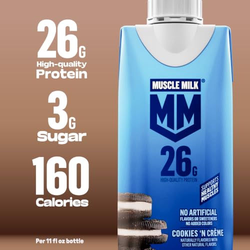Muscle Milk High Protein Shake, Cookies 'n Creme, 11 oz Cartons (12 Pack) - image 3