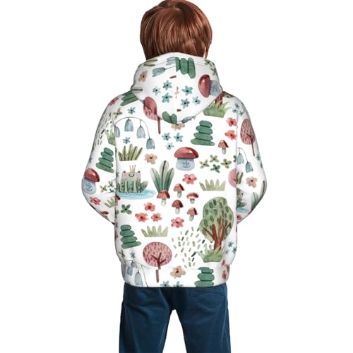 Frog and Forest Plants Kid Hoodies Boys Sweatshirts Girls Pullover with Pocket4