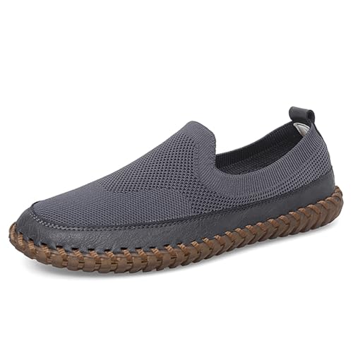 Men's Mesh Walking Shoes Slip-On Loafers with Comfort Soft Rubber Sole Breathable Knit Casual Driving Shoes