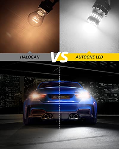 Image of AUTOONE 3157 LED Bulbs White, 3056 3156 3057 4057 4157 LED Bulbs for Backup Reverse Blinker Brake Tail Lights, 6500K, Pack of 2