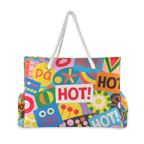 Colorful Cartoon Hot Modern Bag Beach Sports Waterproof Sandproof with side pockets Large Womens Tote Bags for work2