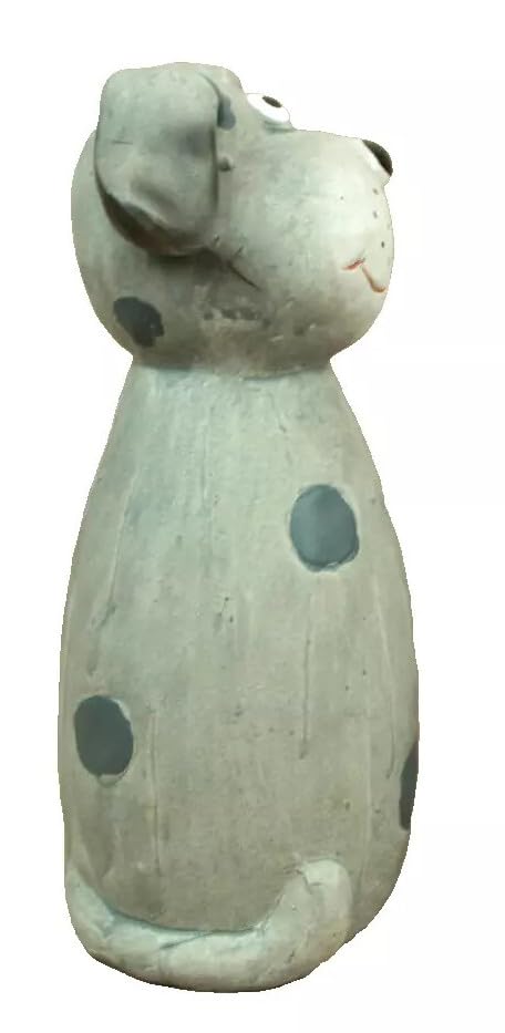 Generisch Zaunhocker Keramik Hund grau 22 x 9 x 9,5cm Pfahlhocker Zauntier Gartendeko Figur Gartenfigur (Ra)
