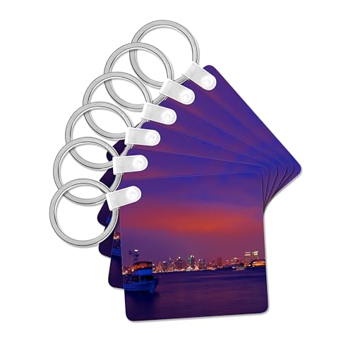 3dRose, San Diego Skyline Sunset, set of 6 Key Chains