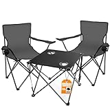 BigDean Campingtisch mit Stühlen dunkelgrau - Camping Tisch Stuhl Set Camping Stühle Campingstühle Campingstühle faltbar Campingmöbel Set