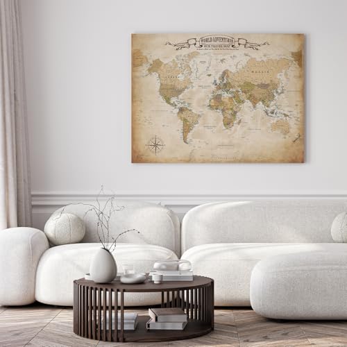Image of DECORARTS - Oversized Antique Vintage World Map Canvas Wall Art, Extra Large Old World Maps for Wall, Gallery Statement, Hand-Stretched Giclee Print, Handcrafted in USA, 40x30''