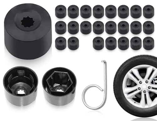 ZoeTekway 17mm Radschraubenkappen, 23 Stück Schraubenabdeckung Auto Radkappen, 5 Stück Anti-Diebstahl Sperrschraubenkappe + 18 Stück Normal Auto Radkappen, Kompatibel mit VW und Audi