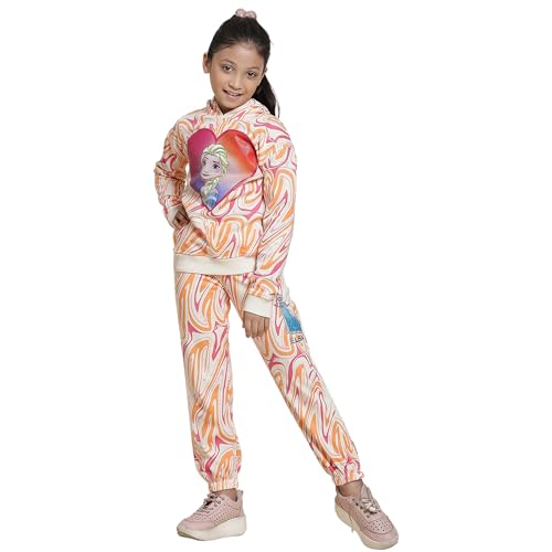Image of Kidsville Frozen Printed Regular Fit Co-Ord Set For Girls