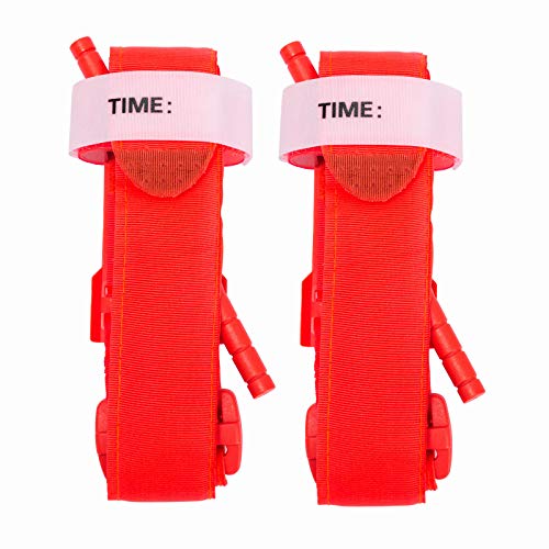 Tourniquets, 2 Pack Fastest, Safest, Most Effective Tourniquet, First Aid Tactical Life Saving Hemorrhage Control, Single-Handed Operation of Hemostatic Bandage (Orange)