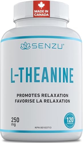 Canadian L-Theanine 250mg (Bonus Size 120 Capsules) - Relaxation, Stress Support for Men & Women from Vegan Source | Made in Canada
