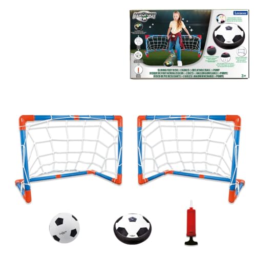 Lexibook Aerofoot, Disque de Foot aéroglisseur, 2 buts, Pompe et Ballon Gonflable Inclus, Glisse Facilement, Rapide et Dynamique, Effets Lumineux, Bords en...