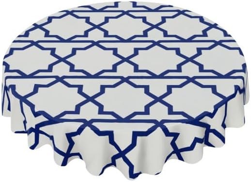 Mantel redondo a cuadros de búfalo azul y blanco, lavable, resistente a las arrugas, para el hogar, cocina, comedor, picnic, campamento, fiesta,