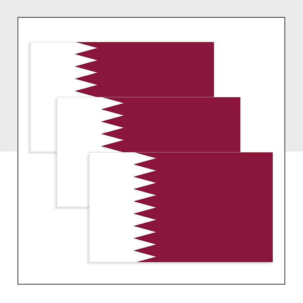 Qatar Flag Vinyl Sticker Pack of 3 (100 x 60mm) Waterproof QAT Labels for Bike Van Helmet Packwith® #P1049