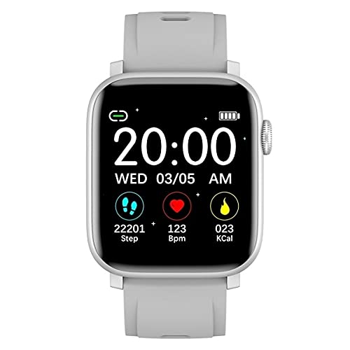 [CN] Smart Watch Bluetooth con Funzione Frequenza Cardiaca/Pressione Sanguigna/Ossigeno nel Sangue/Monitoraggio del Sonno/Promemoria Sedentario (Argento)