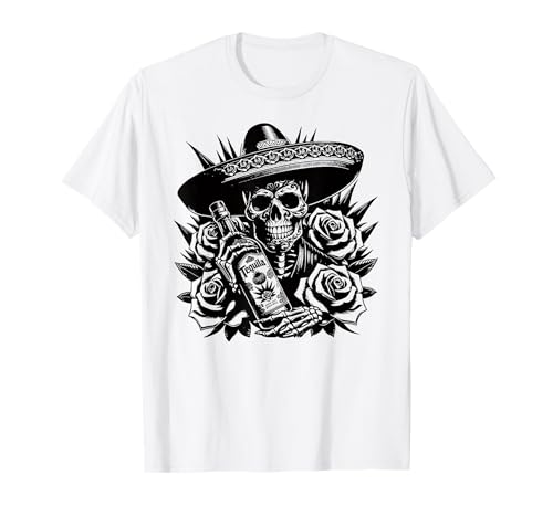 メキシコヴィンテージスケルトンテキーラデーオブザデッドメキシコ Tシャツ