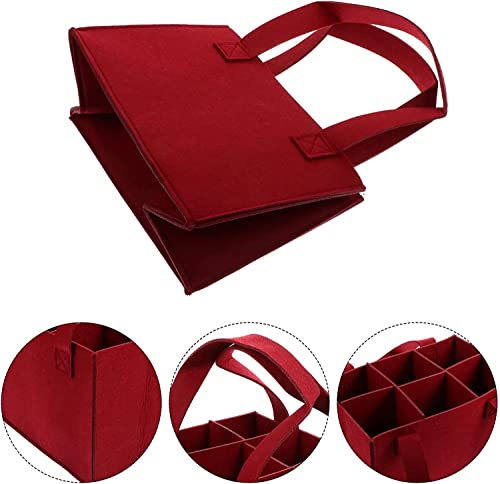 Image of GREENSHEEP 6 Bottle Wine Carrier Bag, Reusable Wine Bottle Tote Bag, Portable Wine Travel Bag with Handle for Picnic, Camping, Travel, Wine Tasting, Party (Maroon)