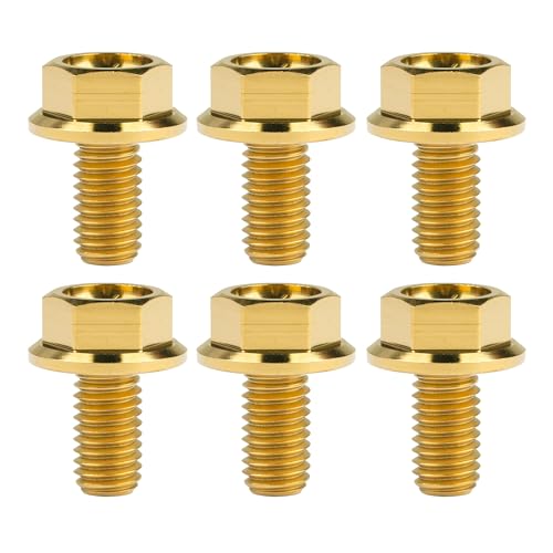 Tornillos de titanio M8 de alta gama con cabeza hexagonal externa y acabado oro 1