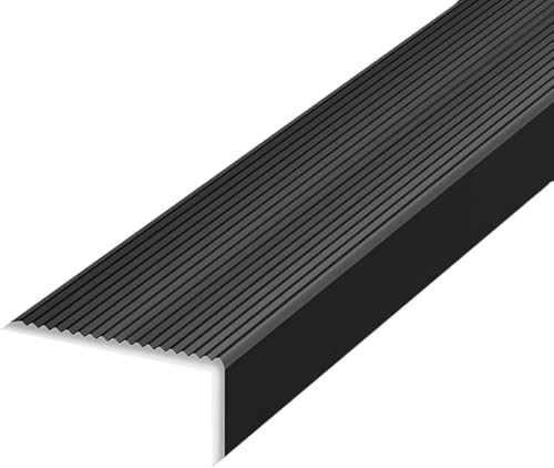 AVLLSO Guardavivos esquinas Borde de escalera de aluminio negro 35in, Protector de borde de escalera en forma de L para peldaños de baldosa/madera/metal/hormigón, Listones de transición para escaleras