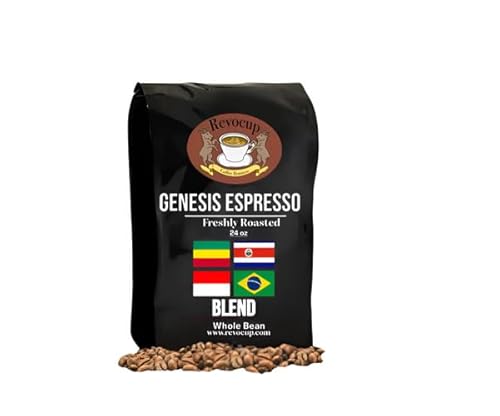 Revocup Genesis Espresso Blend – 24oz Whole Bean Coffee | Rich & Complex Espresso with Milk Chocolate, Honey, Caramel & Cedar Fruit Notes | Smooth, Sweet, Low Acidity Roast