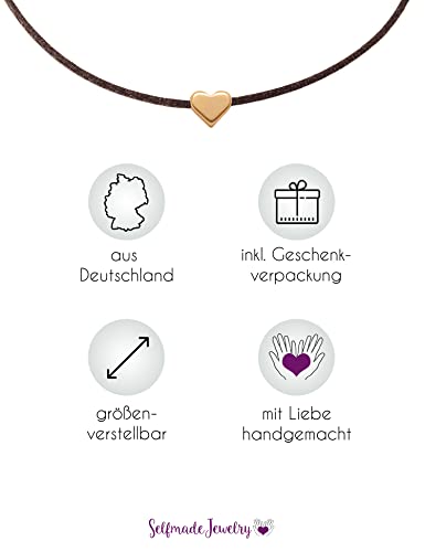 Selfmade Jewelry Anklet With Heart Rosegold - Brown Foot Chain Beach Jewelry Handmade Ankle Bracelet Woman Girls Adjustable Size Including Jewelry Bag (Rosegold-Brown) #TOP1