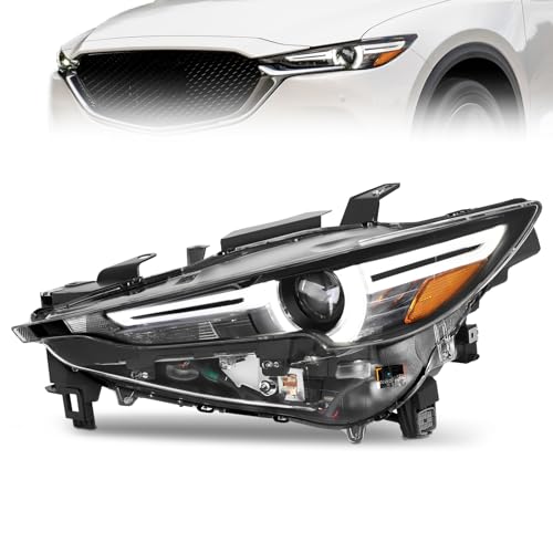 ELH LED DRL Headlight Assembly Compatible With 2017-2021 17-21 Mazda CX-5 w/AFS Projector Headlamp Replacement 17 18 19 20 21 Mazda CX-5 Driver Side