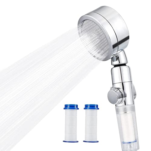 Pommeau de Douchette, Pommeau de Douche Anti Calcaire Economie Deau, Pommeau de Douche 3 Modes De Douche avec Filtre 2 Coton PP Remplaçable, Sadapte au Tuyau et Supports Standard Cover
