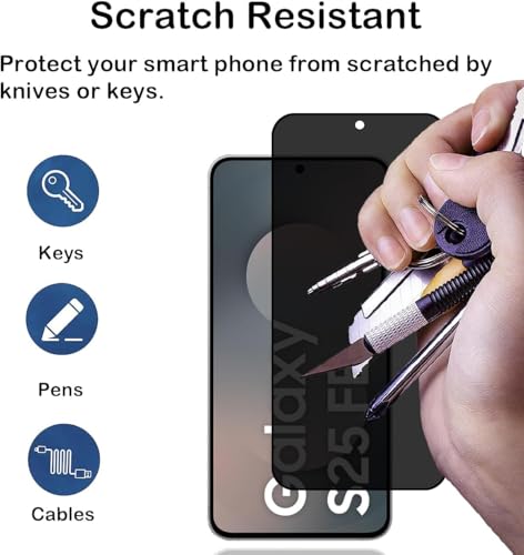 Image of ZARALA Privacy Screen Protector for Samsung Galaxy S25 FE 5G [1 Pack],Anti-Spy Tempered Glass Film,9H Hardness,Anti Scratch,Anti Fingerprint,Bubble-Free,Anti-Spy Screen Protector