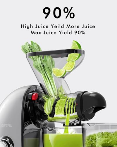 Image of SiFENE Slow Masticating Cold Press Juicer Machines for Fruit Vegetable, Juice Yield Maker Extractor with Dual Mouth, Quiet Motor Anti-Clog System, Easy to Clean, Non-BPA (Gray)