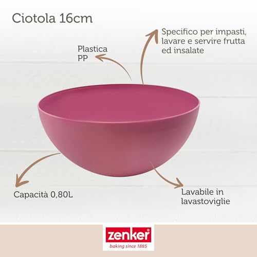Zenker Ciotola multiuso in plastica per impastare, miscelare, lavare, servire frutta, verdura, utilizzabile anche in microonde max 140 °C, lavabile in lavastoviglie, diametro 16 cm / 0,80 l - immagine 4