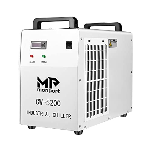 Monport 6L Industrial Water Chiller CW-5200 0.9hp 2.6Gal/min Water Cooling System for 50W-150W CO2 Laser Engraver?Cutter Machine