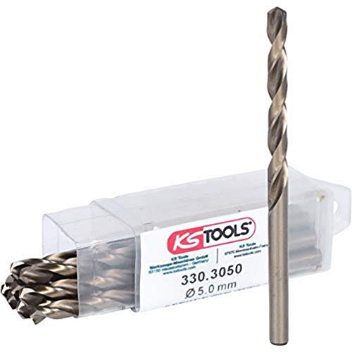 Ks Tools HSS-G 5.0mm Co 5 Twist Drill (10 Pieces), Pack of 10, 5 mm