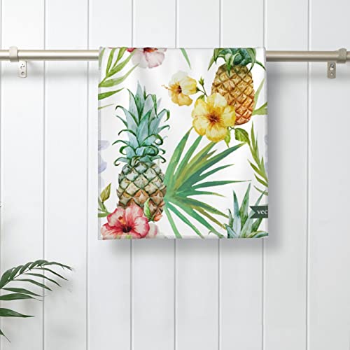 Pineapple Hand Towel,Yellow Pineapple Hand Towels Tropical Leaves Face Towel Soft Thin Guest Towel Portable Kitchen Tea Towels Dish Washcloths Bath Decoration, 12" X 27.5" #TOP4