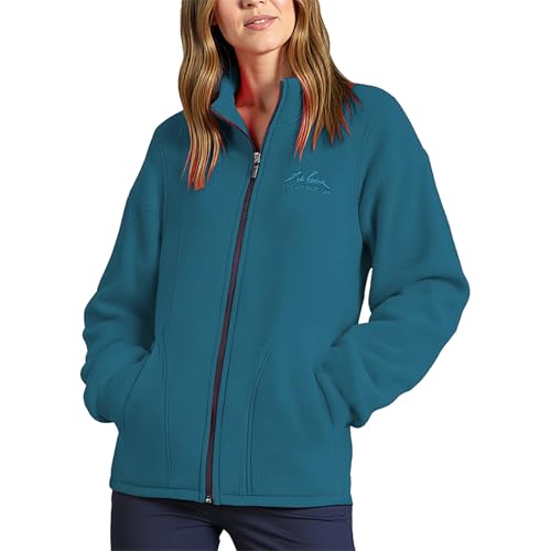 Generisch Chaqueta de forro polar para mujer, chaqueta de invierno, cuello alto, manga larga, cremallera, abrigo deportivo, cálido, cómodo, chaqueta de entretiempo, chaqueta para exteriores, azul, 3XL