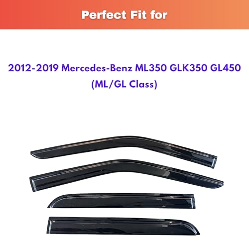 Image of KPY Rain Guards Fit for 2012-2019 Mercedes-Benz ML350 GLK350 GL450, Out-Channel Window Visors Vent Wind Deflectors 4PC, Car Accessories for 2012-2019 Mercedes Benz ML /GL Class