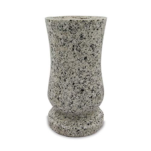 Iberis Vase funéraire, en résine, imitation granite, blanc (Striegau), 15 x 27 cm