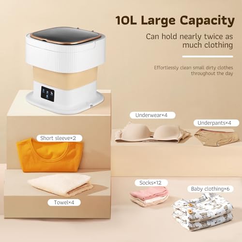 Vusddy Mini Waschmaschine Faltbar - 40W Mobiles Waschmaschine mit Trockner und Blu-ray - Klein und Tragbar, 3 Reinigungsmodi, 10L Kapazität - Ideal für Camping, Reisen, Wohnmobil, Schlafsäle