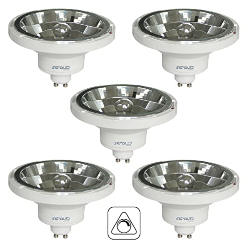 Sigmaled lighting, FOCO LED AR111 REGULABLE GU10 14W (=110W halógeno), 1000 lúmenes, blanco NATURAL 4000K, Bombilla led AR111 para interior, 5 Unidad