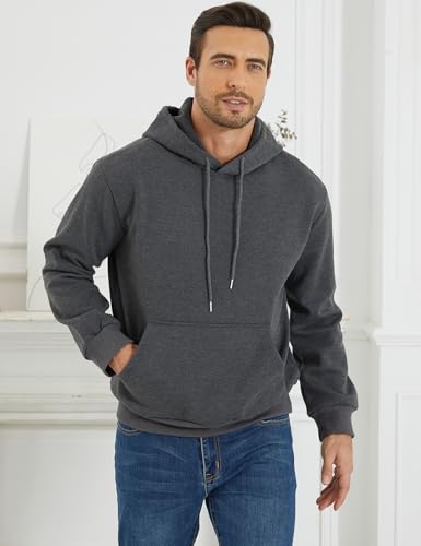 Gihuo Mens Hoodie, Fleece Lined Pullover Sweatshirt with Kangaroo Pocket, Casual Workout2