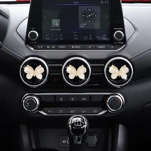 Image of 3 Pcs Butterfly Air Vent Clips,Car Air Fresheners Vent Clips Long Lasting Car Diffuser Interior Decor Charm Car Decoration Cute Accessories for Women Girls,Automotive Air Fresheners (White, 1)