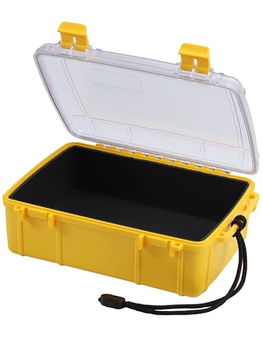 Hlotmeky Floating Waterproof Dry Box with Clear Top - Large Watertight Storage Container for Kayak, Boat 8.7" x 6.3" x 3" Water Proof Case Impact Resistant Case with Lanyard