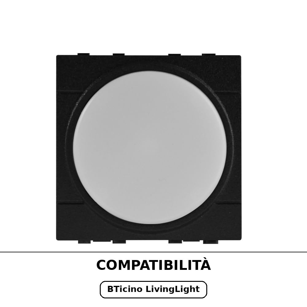 Lampada LED da incasso con batteria di emergenza 2 moduli, luce bianca naturale 4000K, compatibile BTicino Living, nero